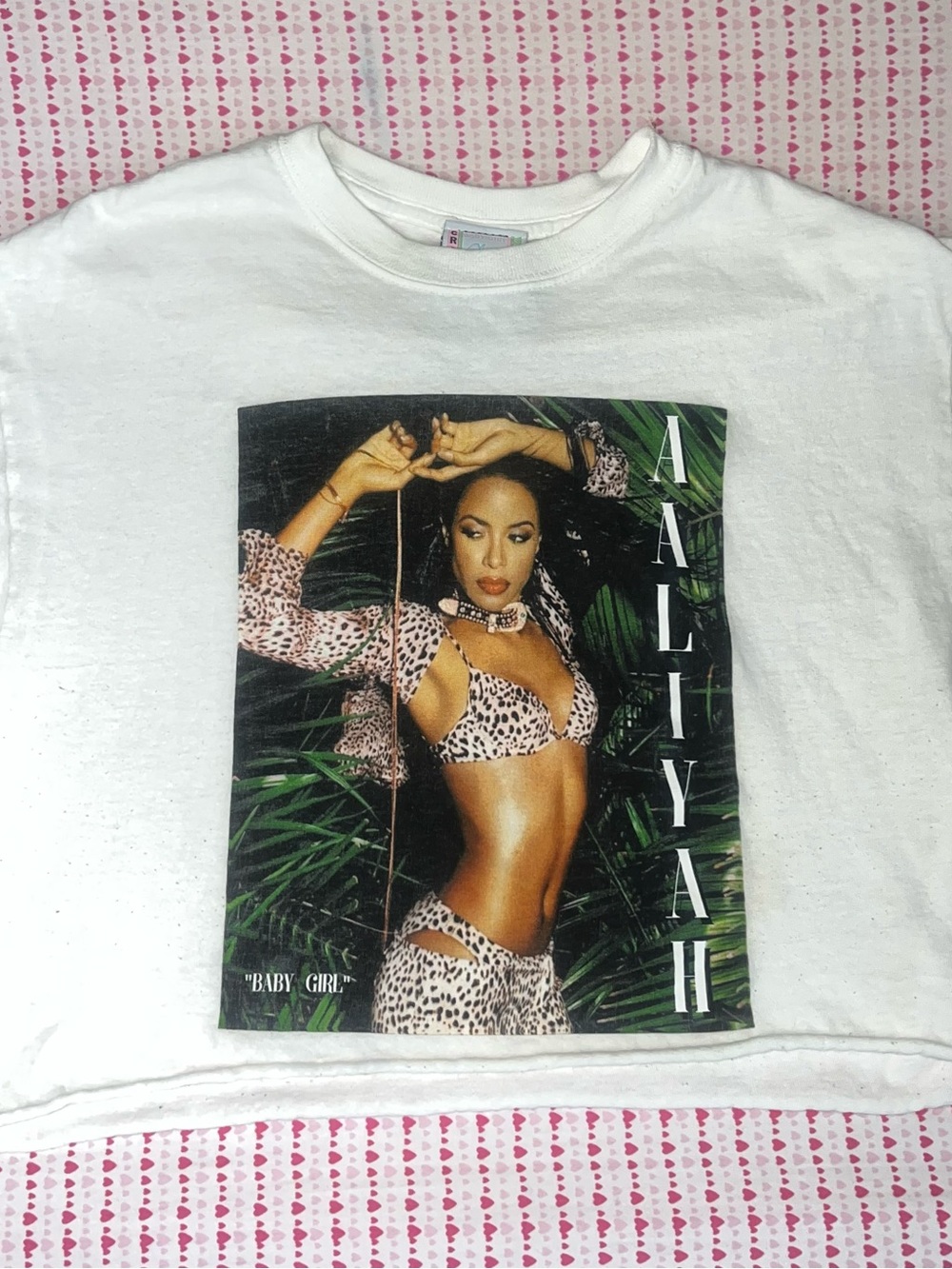 White Women's Graphic Crop Tee with Photo Print